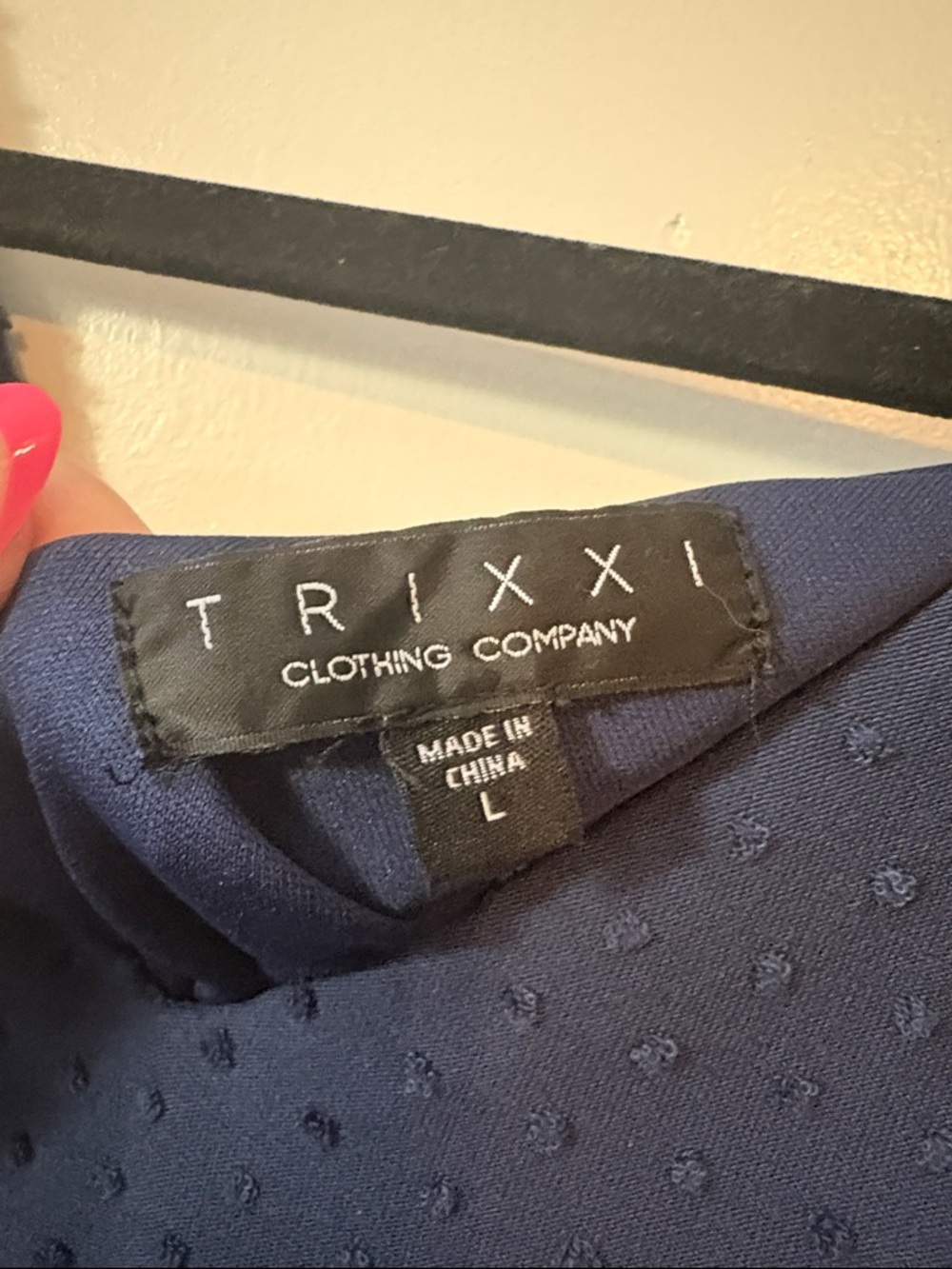 Trixxi Navy Textured V-Neck Mini Dress - Picture 2 of 4
